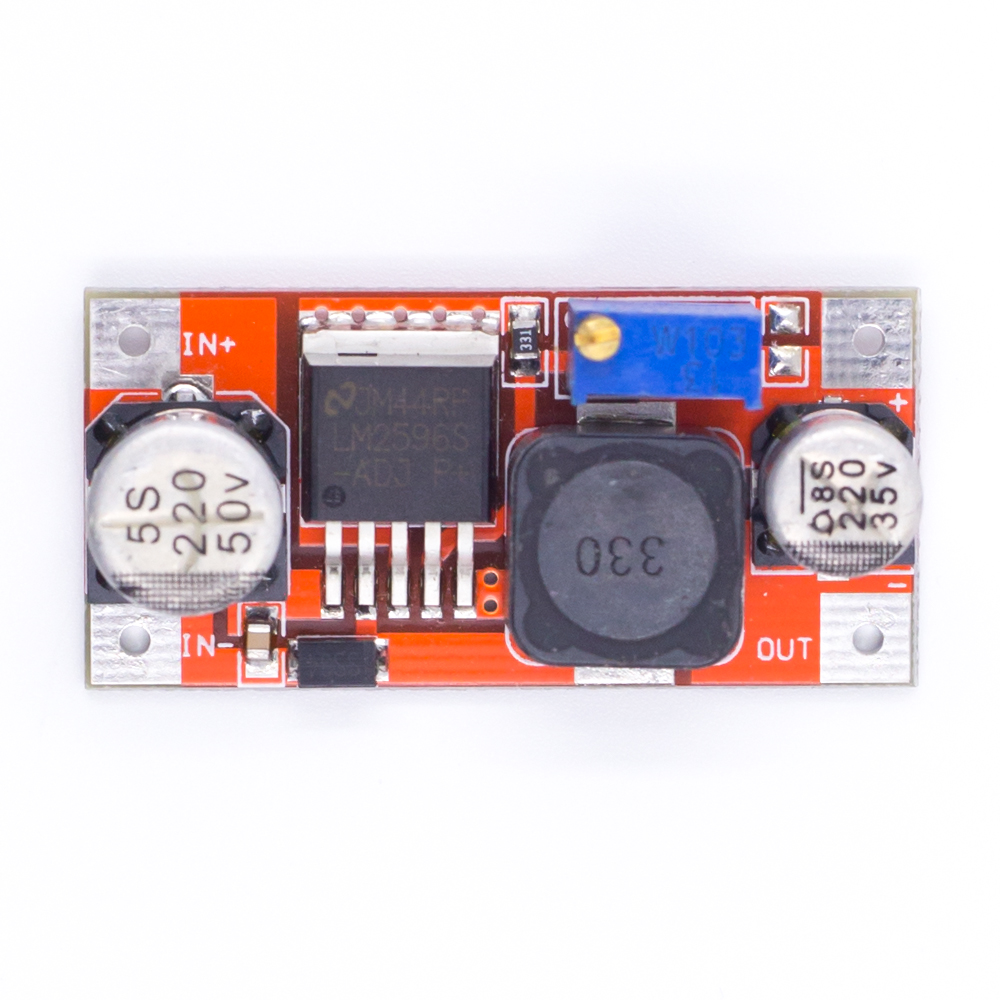 Понижающий преобразователь напряжения LM2596S-ADJ, красный